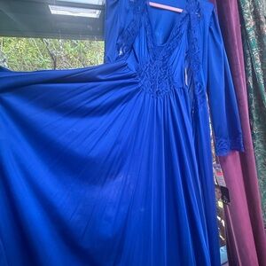 Olga Blue Maxi Dress Peignoir set